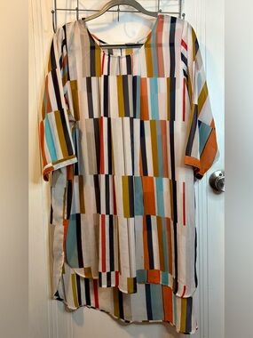 Junarose Multicolor Striped Geometric Tunic